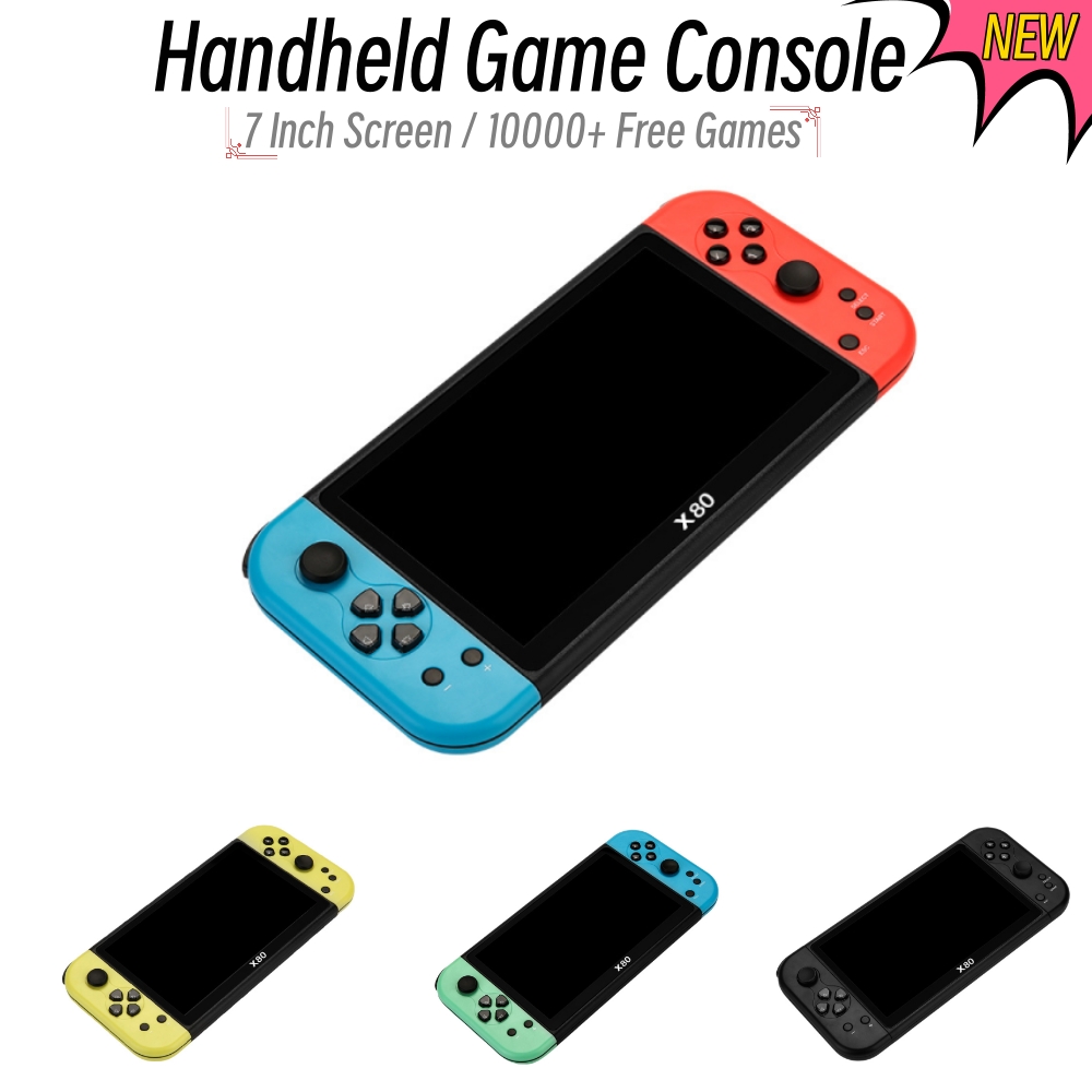 Gaming Console X7 - ポータブルゲームコンソールX80,10000の無料ゲーム,7インチ画面,16GB, PS1,TV出力と互換性があります