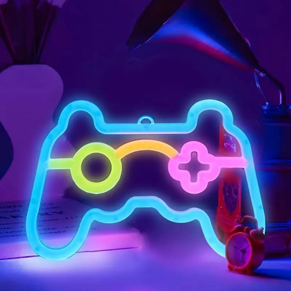 Gaming Console Room - 1個 USB給電式ゲームコントローラーネオンサインLEDライト ゲーマーの部屋の装飾、子供部屋、壁、パーティー、ゲームデスクのナイトライト用