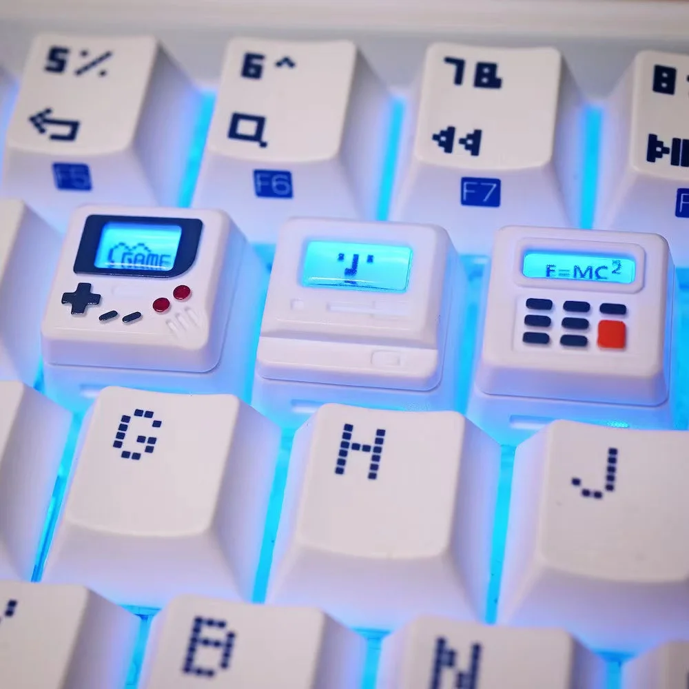 Gaming Console Kit - K-04 3-in-1 クリエイティブレトロ透明キーキャップセット、ホームコンピュータ用、メカニカル、キュートなゲームコンソール交換用キーキャップアクセサリー