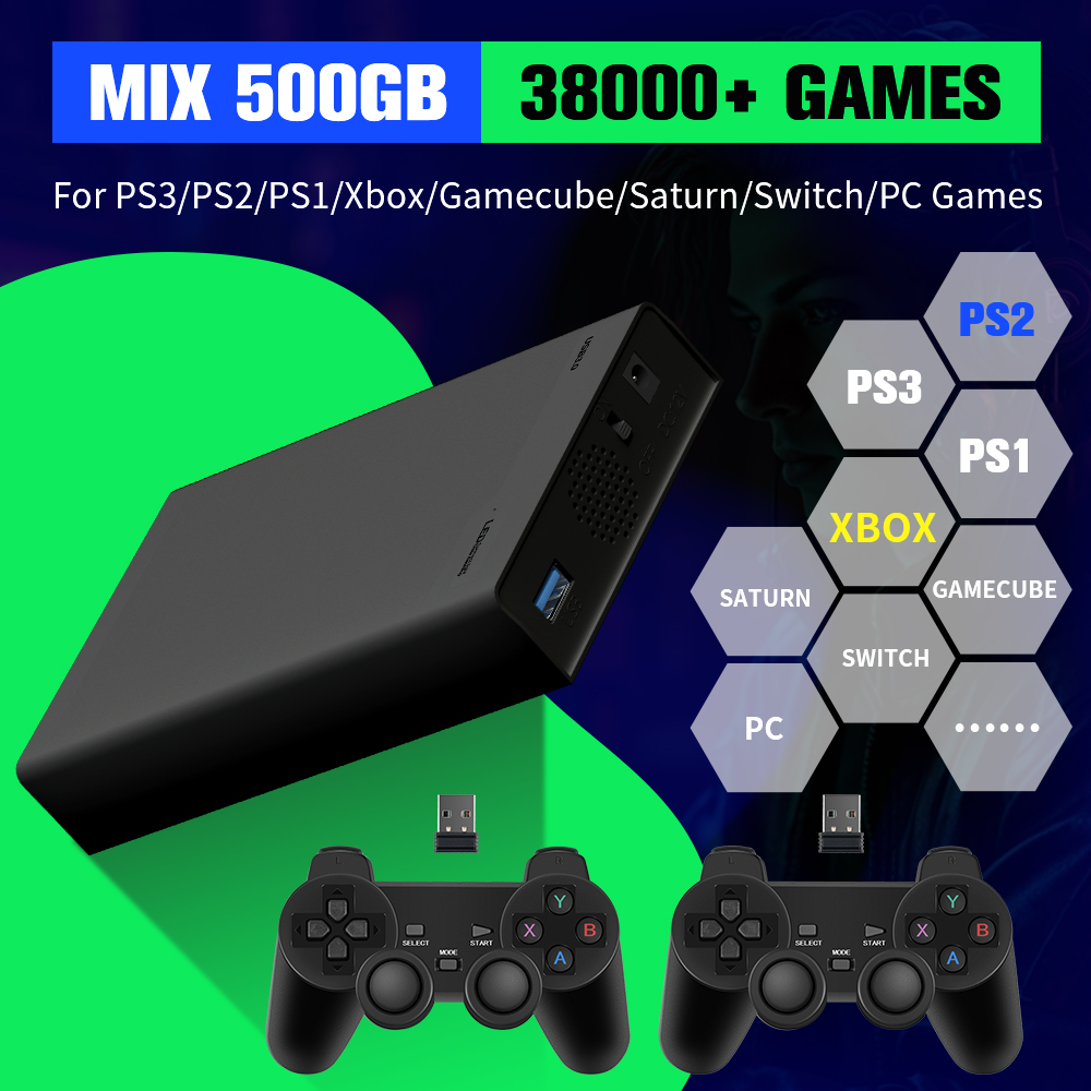 Gaming Console Chinese - 500G ゲームハードドライブ 38000+ゲーム付き Xbox/PS3/PS2/Gamecube/Wii/Wiiu/Switch 3 システム用