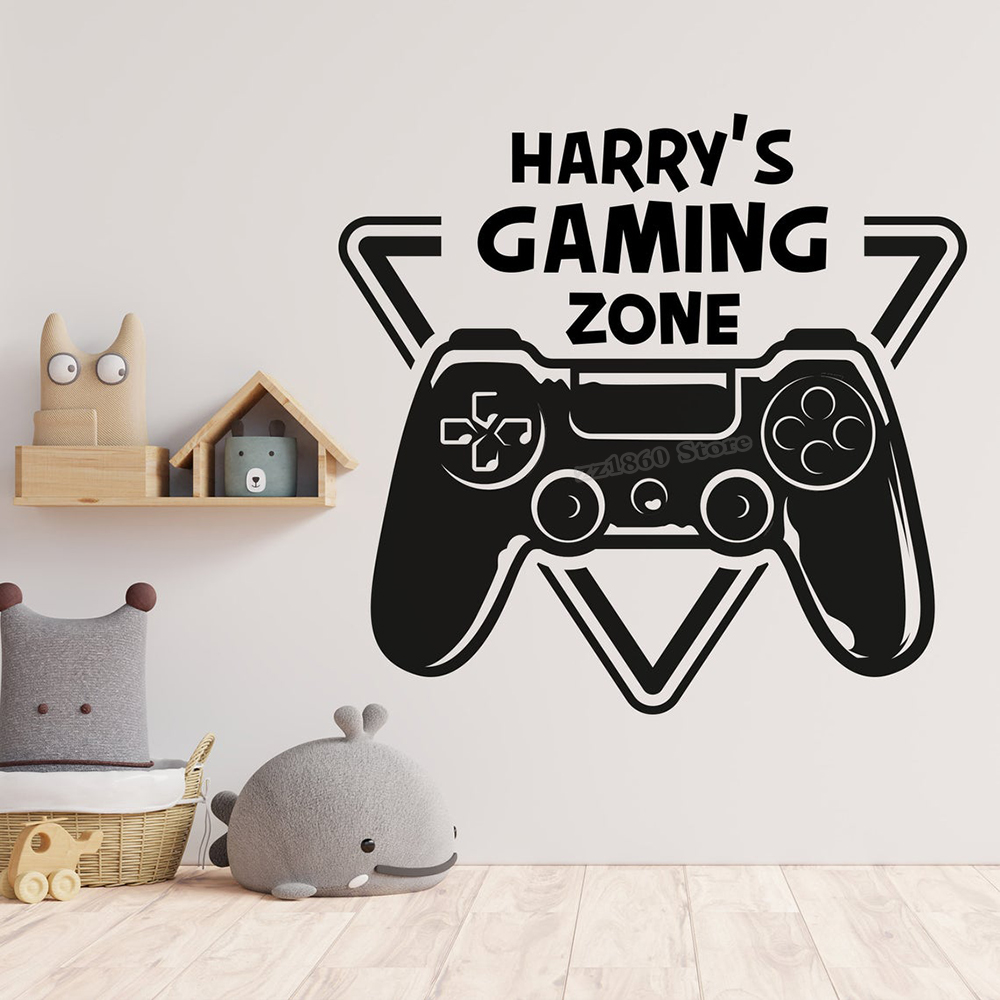 Gaming Console Room - カスタムゲームゾーンのウォールステッカー,壁の装飾,ビデオゲームの名前でカスタマイズ可能
