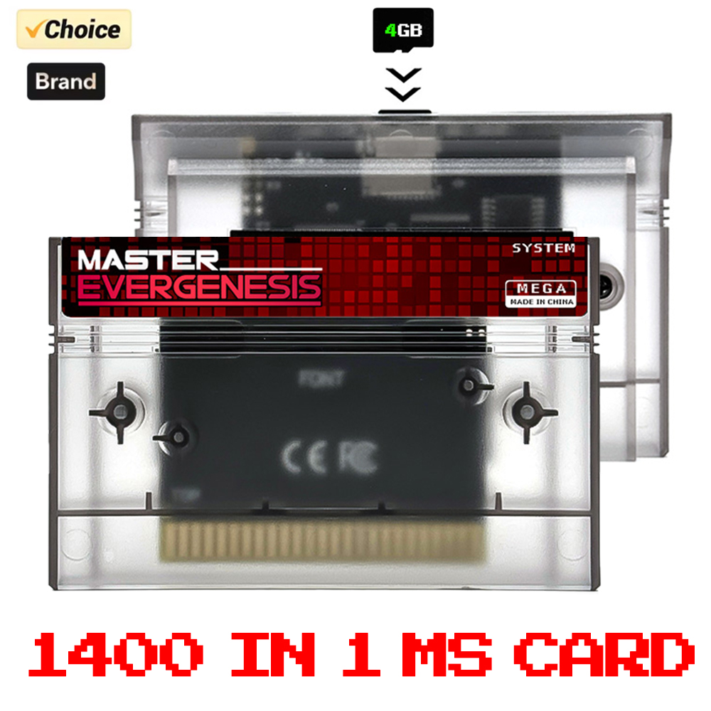 Gaming Console Kit - ED MS 1400 in 1ゲームカートリッジマスターシステムフラッシュカード（4GB TFカード付き）SEGAマスターシステムUSA/EUR版8ビットビデオゲームコンソール用