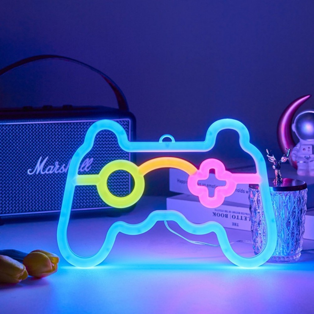 1個 USB給電式ゲームコントローラーネオンサインLEDライ - Gaming Console Room のレビューと価格