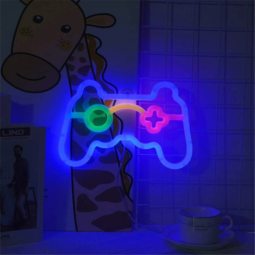 1個 USB給電式ゲームコントローラーネオンサインLEDライ - Gaming Console Room のレビューと価格
