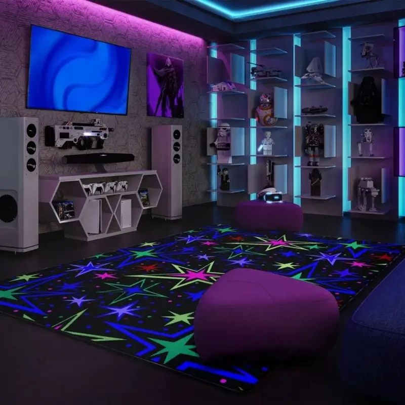 VIKAMA ゲーミングスターエリアラグ ブラック カラフル - Gaming Console Room のレビューと価格