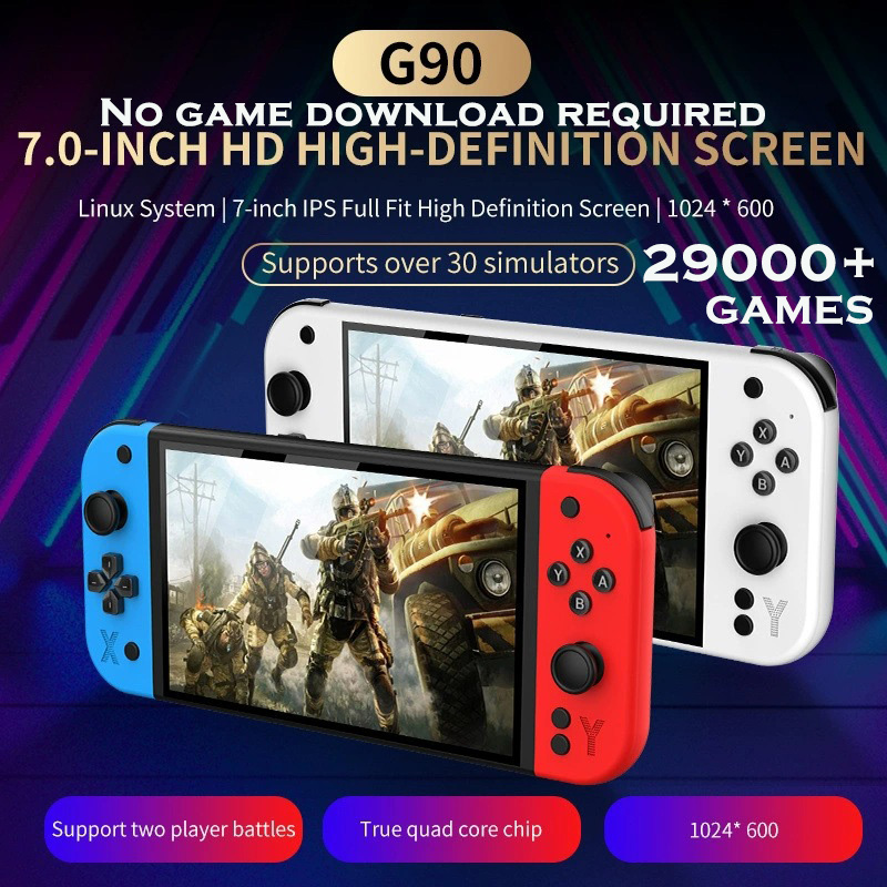 G90ポータブルゲーム機、2人対戦対応、7インチHD IPS - Gaming Console Linux のレビューと価格