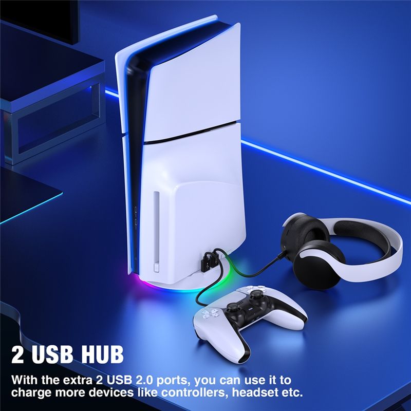 AED7-PS5スリム/PS5プロコンソール用RGBライト付 - Gaming Console Holder のレビューと価格