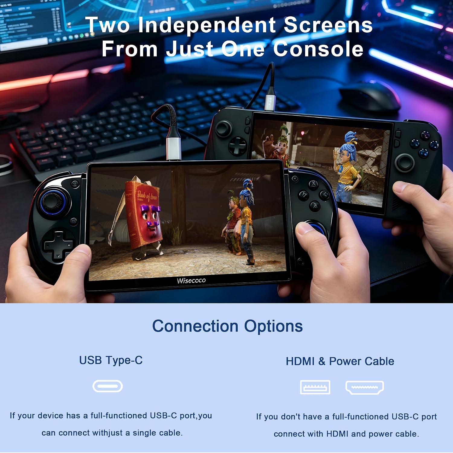 Wisecoco 7インチ 120Hz 分割画面ポータブルゲ - Gaming Console Under 1000 のレビューと価格